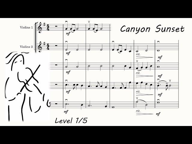 Canyon Sunset. Play Along. Music Score for Orchestra. Canyon Sunset Orchestra. Violin Sheet Music.