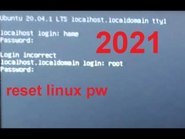 reset pw ubuntu 20.04 login incorrect