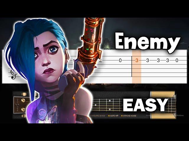 Imagine Dragons & JID - Enemy (Arcane League of Legends) - Guitar tutorial (TAB)