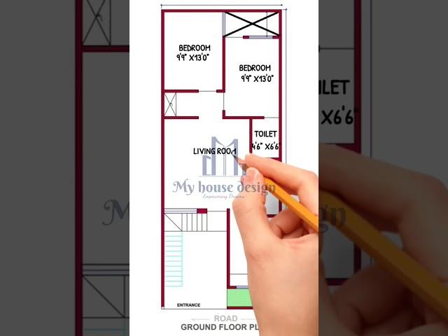 20x50 house floor plan | 20x50 floor plan design by 1000sqft house plan #20x50houseplan #1000sqft