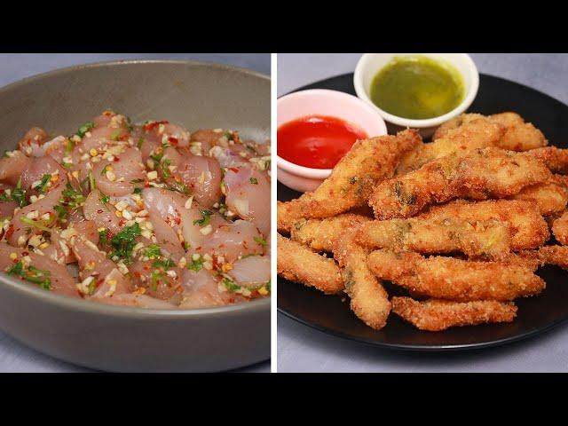 Garlic Chicken Fingers Recipe | Crispy Chicken Strips | Chicken Snacks Recipes