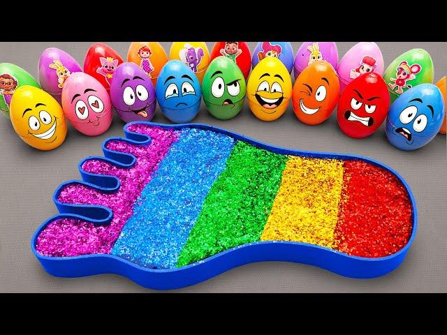 Satisfying ASMR | Making Rainbow Glitter Foot Bathtub by Mixing SLIME in Rainbow Eggs CLAY Coloring