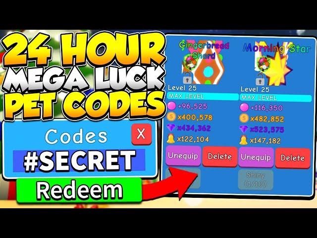 24 HOUR MEGA SECRET PET OPENING LUCK CODES IN BUBBLE GUM SIMULATOR! Roblox