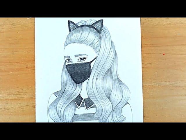 How to draw a Beautiful Girlwearing Mask -Girl with MaskII Pencil sketch for beginner |Idrawing