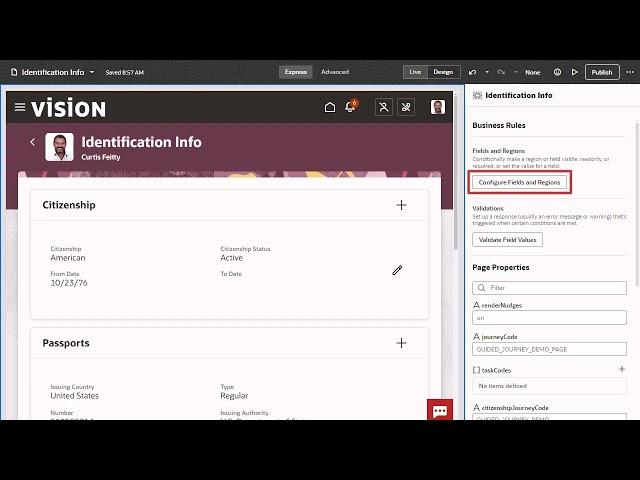 VB Studio Express | How do I modify field and region properties on a Redwood page?