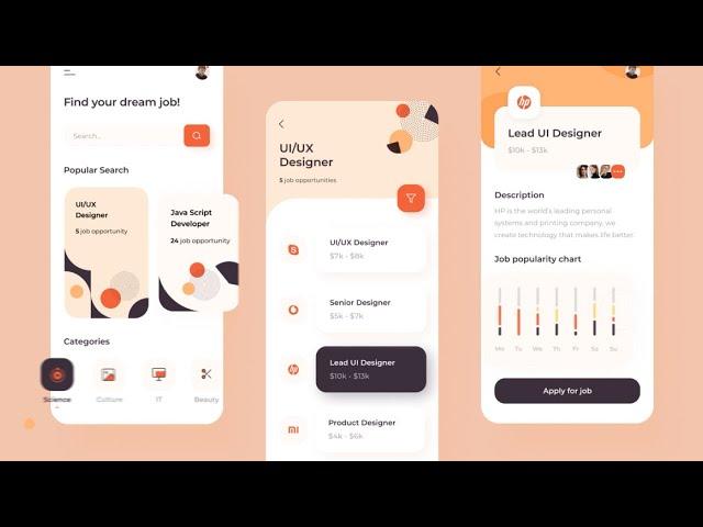 Best 20 Example UI/UX Design For Mobile App | UI/UX Animation Design