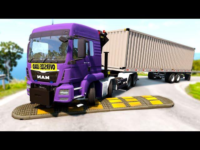 Trucks and Buses vs Speed Bumps | BeamNG.DRIVE