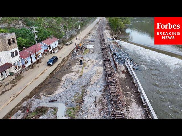 AERIAL FOOTAGE: Asheville, North Carolina, Grapples With Destruction By Hurricane Helene