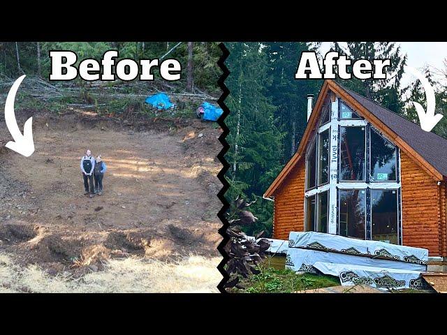 1 YEAR TIMELAPSE - Building Our Cabin Home with No Experience