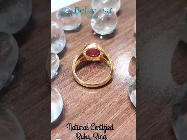 Bellarosa Gems |Natural Certified Ruby with Gold Ring|