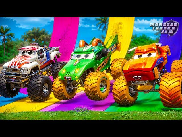 INSANE Monster Trucks Racing Stunts : Colorful Adventures with Epic Jumps | Monster Jam Fun!