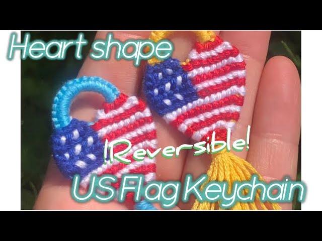  !Memorial Day Special!  Reversible Heart️ shape US flag  keychain