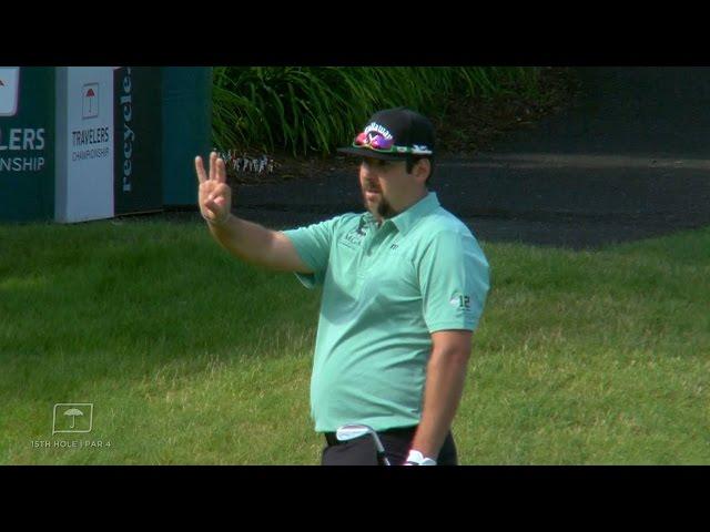 Andres Gonzalez finds the back of the cup on No. 15 at Travelers