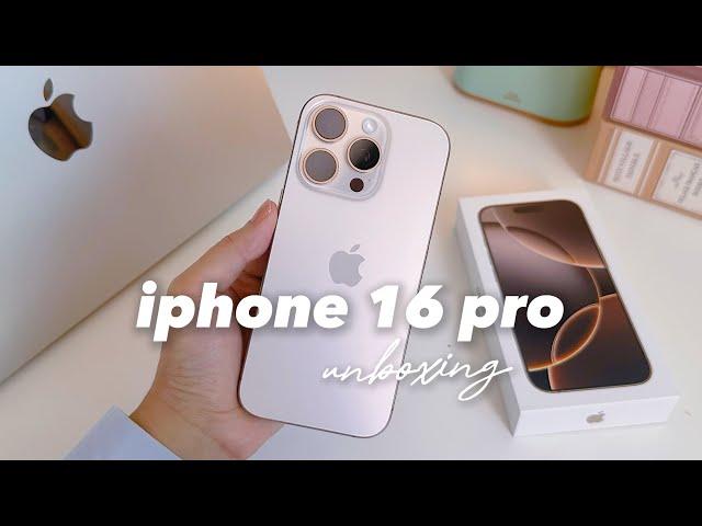 iPhone 16 Pro unboxing (desert titanium) + accessories  setup & comparison to iPhone14 pro