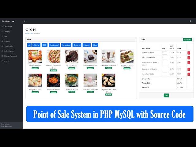 POS (Point of Sale System) Order Management System in PHP 8 with MySQL