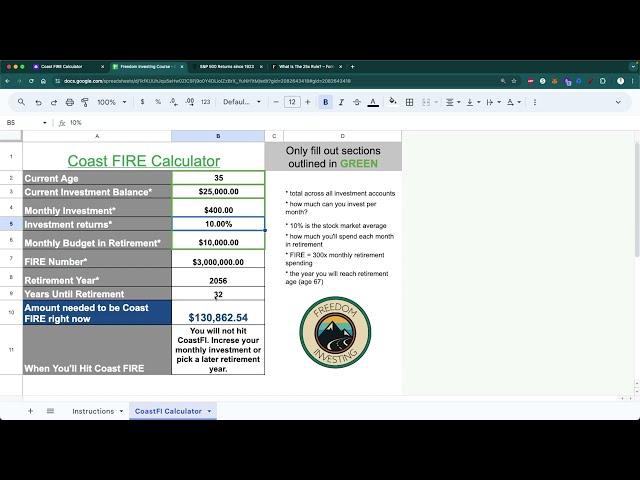 How To Use A Coast FIRE Calculator (Tutorial)