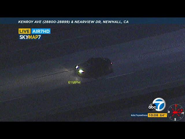 Authorities in pursuit of possibly armed suspect in stolen vehicle in Palmdale area