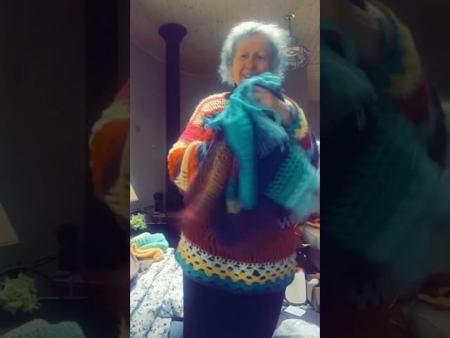 Crochet projects I have made. I’m wearing my Happy Hippy Sweater. Tutorial is posted.  #crochet