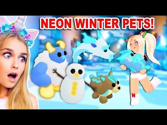 Making ALL The *NEW* WINTER PETS NEON In Adopt Me! (Roblox)