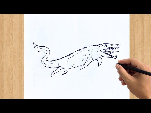 How to Draw a Mosasaurus Step by Step Easy | Dinosaur Drawing From Jurassic World