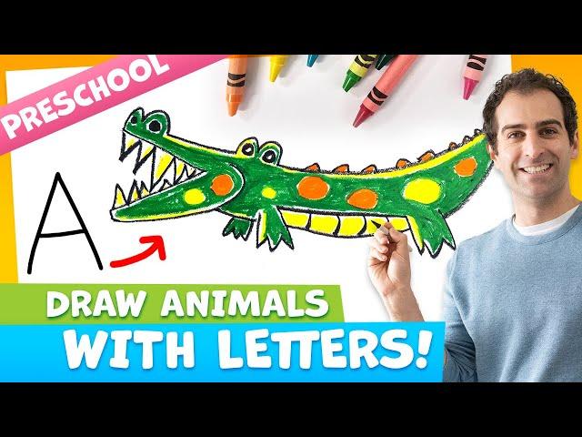 How to Draw an ALLIGATOR with the letter 'A'!