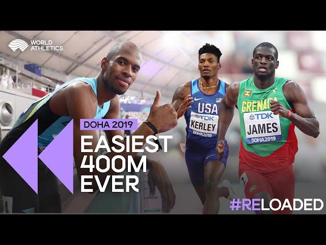 Kirani James, Fred Kerley, Steven Gardiner in action in Doha | Men's 400m heats Doha 2019