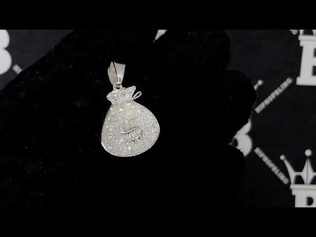 Iced Out Money Bag VVS Moissanite Pendant .925 Sterling Silver | HipHopBling