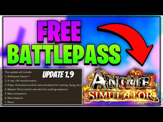 HOW TO PREPARE FOR UPDATE 1.9 IN ANIME SIMULATOR | FREE BATTLEPASS!?