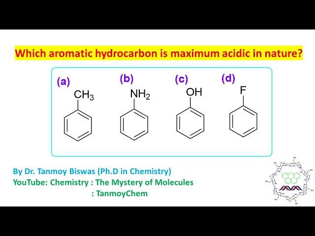 MCQ on Acidity comparison of aromatic Molecule by Dr. Tanmoy Biswas for IIT-JEE, NEET and BSMS