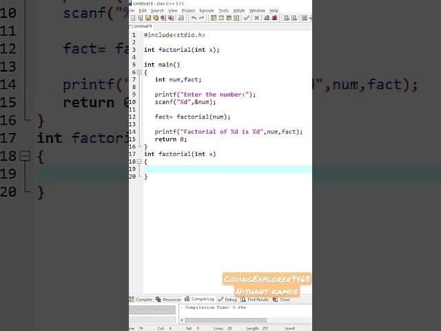 To calculate factorial of a given number using recursive function in c programming