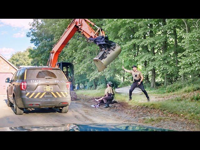 HEAVY MACHINERY VS POLICE Caught on Camera