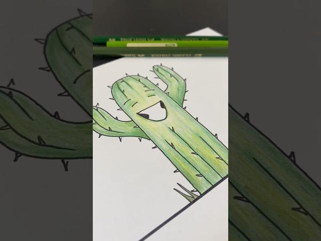 How to draw a Cactus! 3 STEPS  #easy