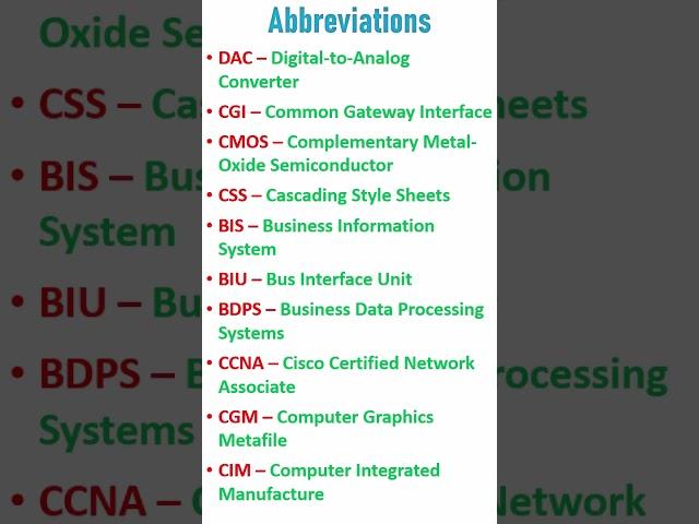 Abbreviations in computer #computer #computerknowledge #computerawareness #competitiveexams