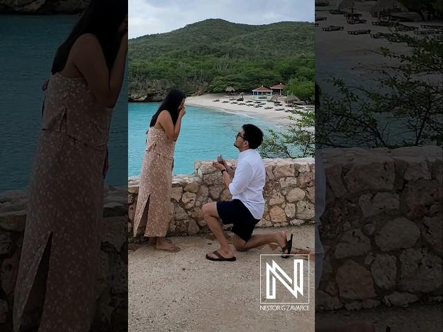 She said YES! Beach Wedding Proposal at Kenepa Grandi - #weddingproposal #curacao #shesaidyes