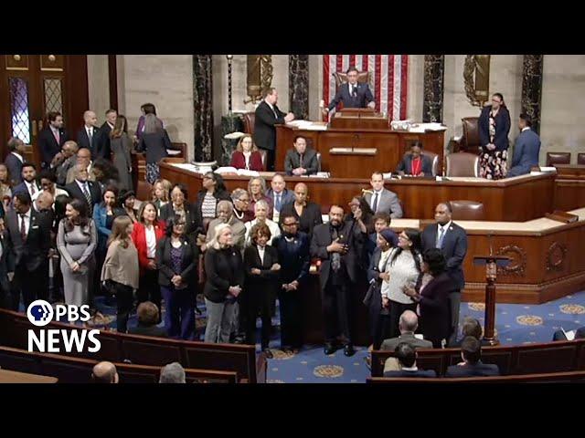 WATCH: House Democrats rally and sing around Rep. Green as he's censured for Trump speech outburst