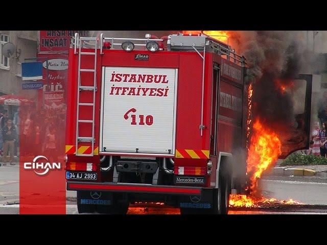 Gaziosmanpaşa'da İETT ve itfaiye aracına molotoflu saldırı