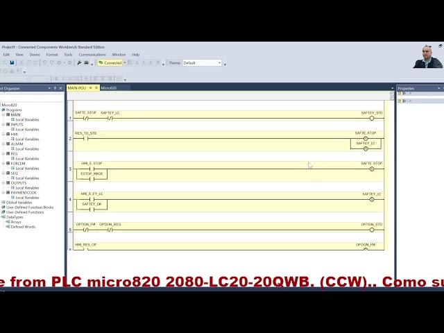 How upload project file from PLC micro820 (CCW).. Como subir projecto de un PLC micro820 (CCW)