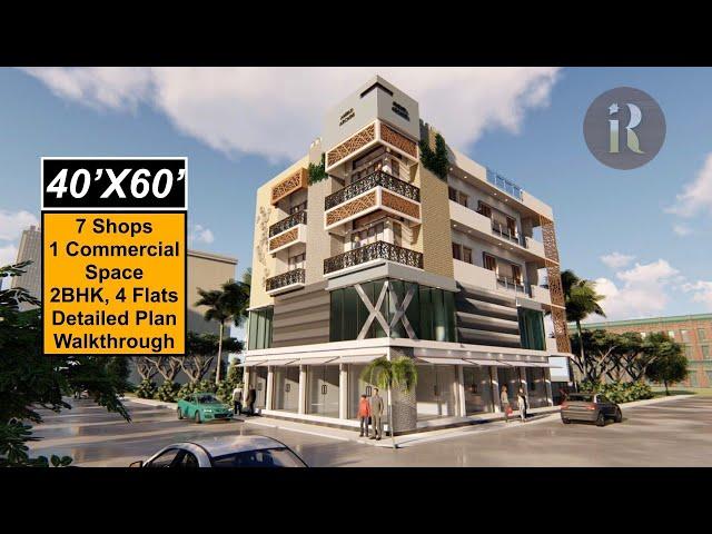 40X60 Commercial and Residential Design | 2400 Sqft Plan with Walkthrough