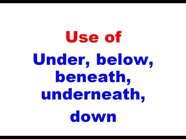 khan method english lesson - se of under, below, down, learn preposition lesson easy way and speak