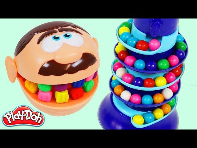 Feeding Mr. Play Doh Head Dubble Bubble Rainbow Gumballs!