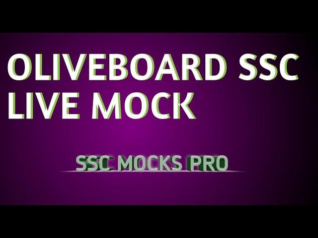 OLIVEBOARD SSC CGL TIER 2  LIVE MOCK  #ssc2024  #ssc #cgl #ssccgl @SUMITRASAURAV