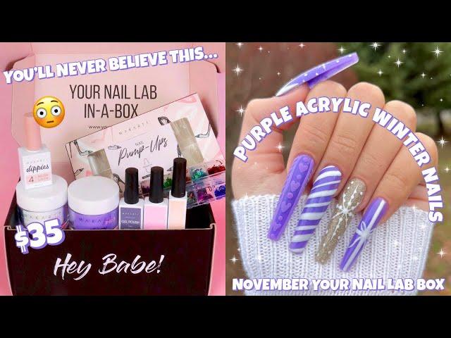 MAKARTT YOUR NAIL LAB NOVEMBER SUBSCRIPTION BOX | UNBOXING & HONEST REVIEW | PURPLE ACRYLIC NAILS