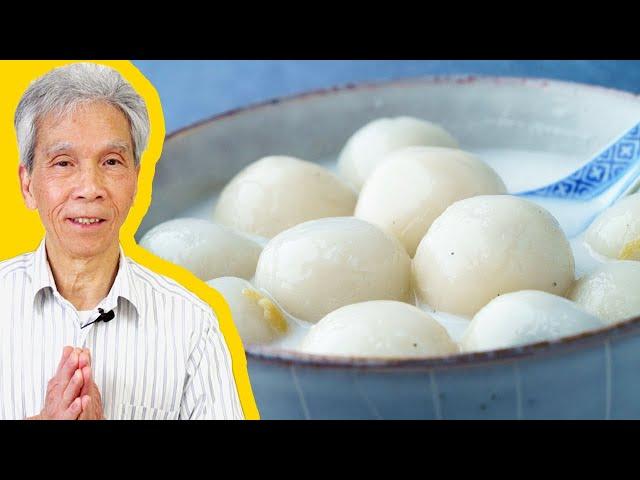   Dad's CHEWY Sesame Tangyuan! (Sweet Glutinous Rice Balls 甜湯圓)