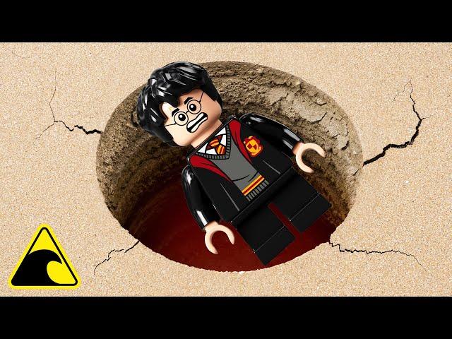 Lego Harry Potter Falls into Sinkhole - Lego Tsunami Dam Breach Experiment