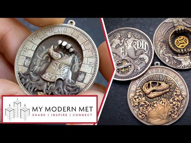 Mechanical Sculpture Hobo Nickels by Roman Booteen