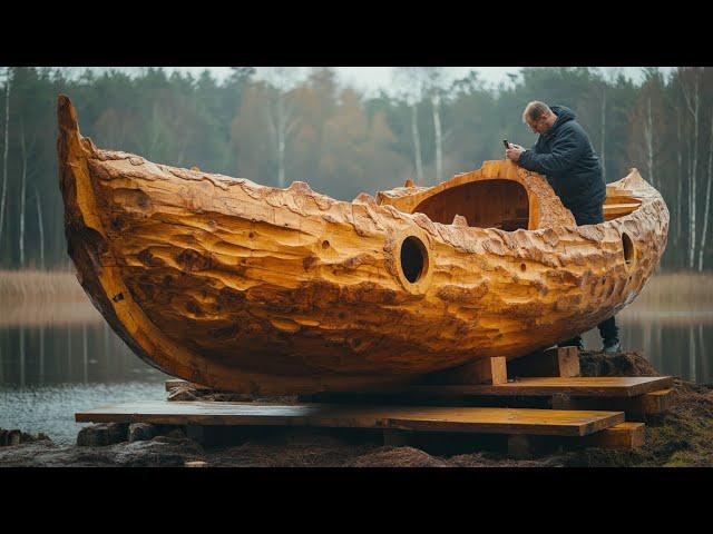 Witness the Transformation of a Massive Log into an Amazing Boat | A Step-by-Step Build by @Advoko