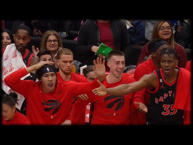 Jakob Poeltl monster hammer dunk  - Raptors vs Thunder | March 16, 2023