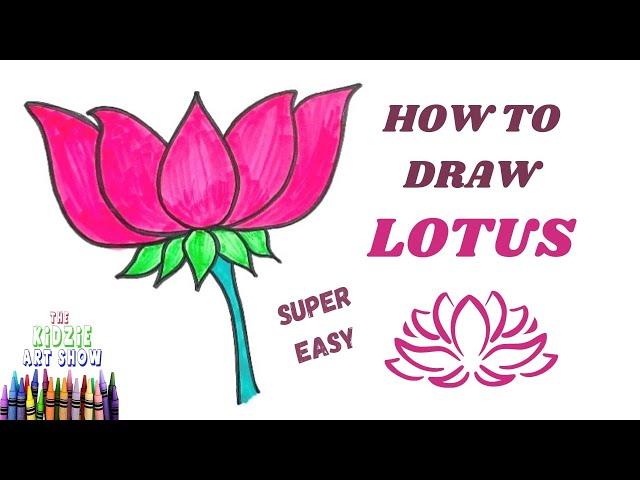 How to draw a Lotus flower step by step easy tutorial for kids