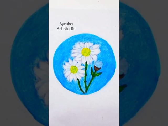 Flower  Painting  with Crayon techniques #art #satysfying #viralvideo #trending