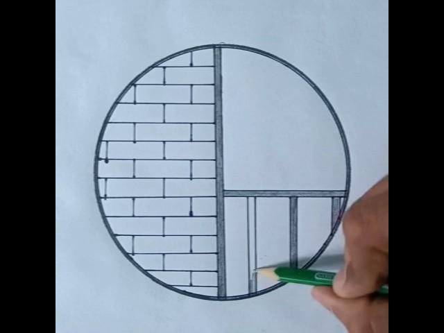 Circle Pencil Drawing Easy Scenery  #drawing #shorts #trending